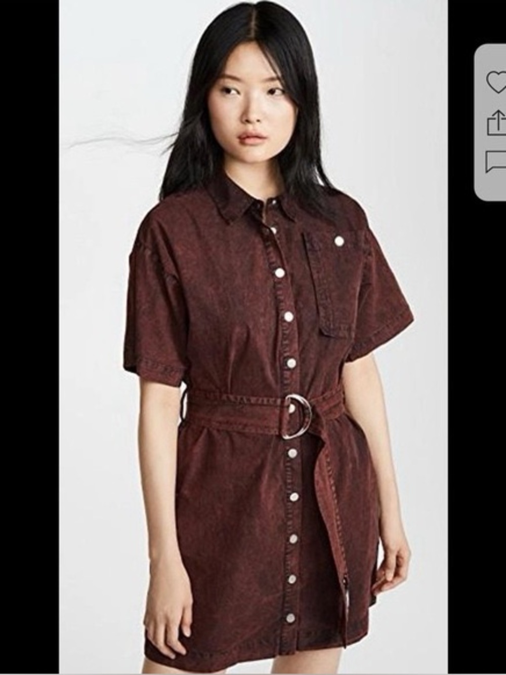 Proenza Schouler White Label Short-Sleeve Belted Snap-Front
Shirt Dress in Red